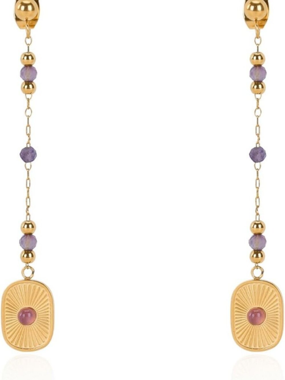 Elegant 14K Gold Plated Mother of Pearl Dangle Earrings with Beaded Accents